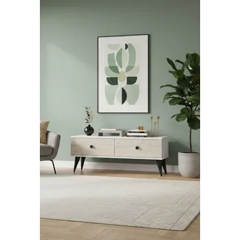 Televizní stolek TV stolek Mona 120 - White, Travertine