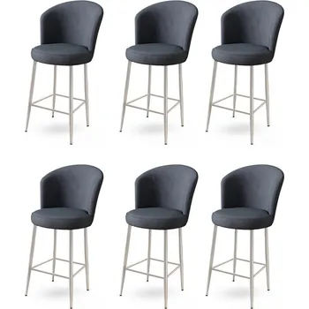 Barová židle Bar Stool Set (6 Pieces) Fora - Anthracite, Chrome