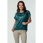 Volnější kimonová petrolejová dámská halenka s kapsami a stojáčkem 7724 velikost M