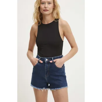 Dámské kraťasy Džínové šortky Answear.LAB dámské, tmavomodrá barva, hladké, high waist T243.hms 59X, vel. XL