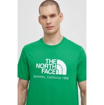 Bavlněné tričko The North Face M Berkeley California S/S Tee zelená barva, s potiskem, NF0A87U5PO81 77X, vel. S