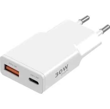Pouzdro na mobilní telefon WG - Síťová nabíječka GaN 2x USB, 1x USB-C 30W + 1x USB-A 18W, white, Ultra Slim 13481