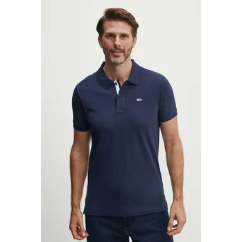 Bavlněné polo tričko Tommy Jeans tmavomodrá barva, DM0DM15370 59X, vel. L