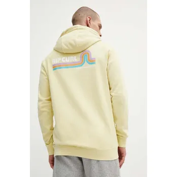 Pánská mikina Bavlněná mikina Rip Curl pánská, žlutá barva, s kapucí, s potiskem 04EMFL 10X, vel. S