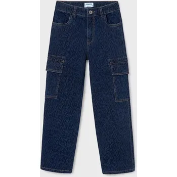 Dívčí kalhoty Dětské rifle Mayoral jeans cargo 7545.8C.Junior.9BYH modrá 55X, vel. 128