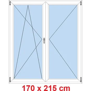 Okno Soft Dvoukřídlé balkonové dveře 170x215 cm, otevíravé a sklopné
