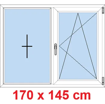 Okno Soft Dvoukřídlé plastové okno 170x145 cm, FIX+OS