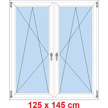 Okno Soft Dvoukřídlé plastové okno 125x145 cm, OS+OS, se sloupkem