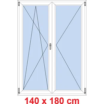 Okno Soft Dvoukřídlé balkonové dveře 140x180 cm, otevíravé a sklopné