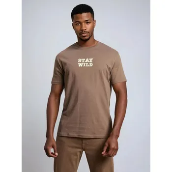 Pánské tričko Sinsay - Bavlněné tričko s nápisem - hnědá - 834GP-84X - 834GP-84X-XL