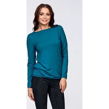 Volnější petrolejová dámská halenka s dlouhými rukávy 7791 velikost 4XL