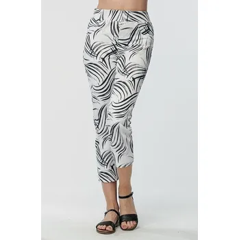 Dámské kalhoty Elegantní bíločerné dámské 3/4 kalhoty bez kapes 873 velikost 4XL