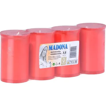 Svíčka Madona hřbitovní 120g ~1,5dne 4ks červená lisovaná