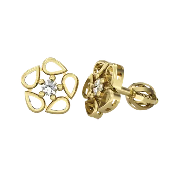 Šperk Couple, Náušnice Mani, žluté zlato se zirkony, 585-66-3-0668.0Z00.0.00.001.05