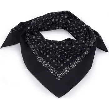 Šátek Šátek bavlněný Kvítky černý - 70x70 cm