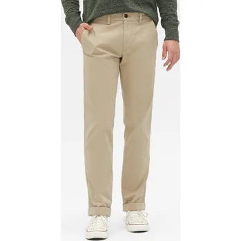 GAP Kalhoty essential khakis in straight fit with Flex - Pánské GAP hnědá | krémová 1587979