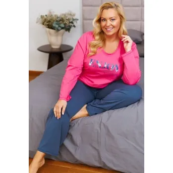 Dámské noční prádlo Dámské pyžamo Doctor Nap 7328 - bavlna Růžovo-tmavěmodrá XL