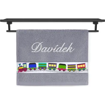 Dětský ručník se jménem NA PŘÁNÍ 30x50 Mašinky středně šedé