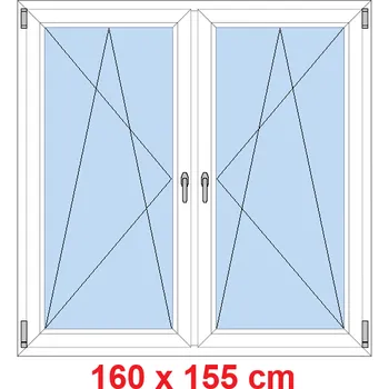 Okno Soft Dvoukřídlé plastové okno 160x155 cm, OS+OS, se sloupkem