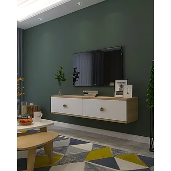 Televizní stolek TV stolek Zuzu 120 - Sapphire Oak, White, Gold