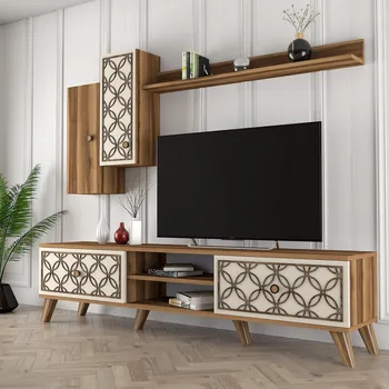 Televizní stolek TV stěna / Sestava pod TV Class S - Walnut, Cream