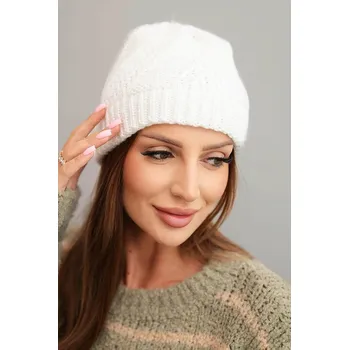 Čepice Dámská zimní čepice s vlnou bílá UNI