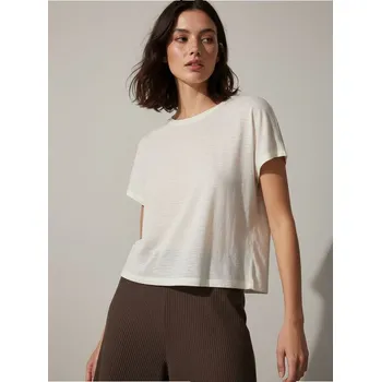 Dámské oblečení Sinsay - Tričko basic - krémová - XT311-01X - XT311-01X-XXS