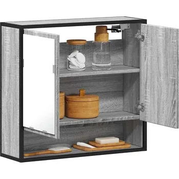 Koupelnový nábytek vidaXL Koupelnová skříňka se zrcadlem 65x20x60 cm kompozit [849259] Barva: šedá sonoma