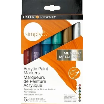Daler Rowney Simply Sada akrylových fixů Metalický 6 ks