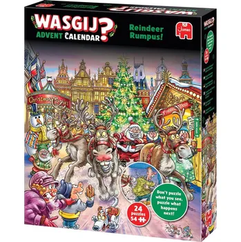 Puzzle JUMBO Puzzle WASGIJ Adventní kalendář: Splašení sobi! 24x54 dílků