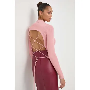 Dámský svetr Bavlněný svetr Guess MARIE růžová barva, lehký, W4RR24 Z3C71 W4RR24.Z3C71 39X, vel. L