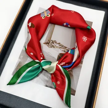 Šátek Hedvábný šátek Veselé Vánoce červený 53x53 cm v dárkovém balení, HEDVÁBNÝ SVĚT