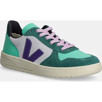 Pánské tenisky Kožené tenisky Veja V-10 zelená barva, VX0303670A 77X, EUR 36