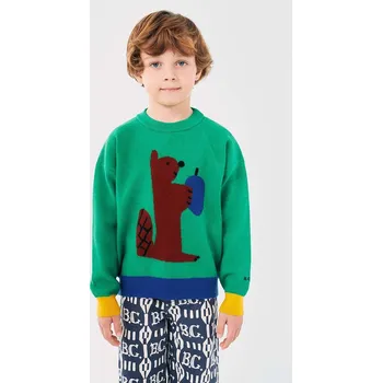 Dívčí svetr Dětský svetr Bobo Choses Hungry Squirrel 224AC117 zelená 77X, vel. 122