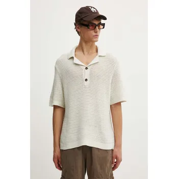 Pánské tričko Bavlněné polo tričko Abercrombie & Fitch béžová barva KI120.4114.178 01X, vel. M