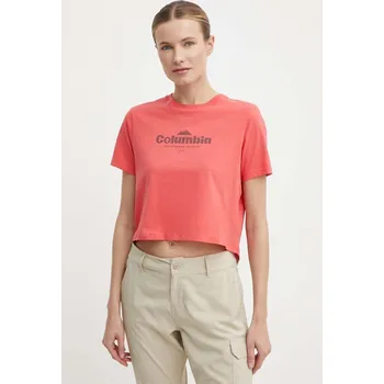 Pánské oblečení Bavlněné tričko Columbia North Cascades 1930051 červená 33X, vel. XS