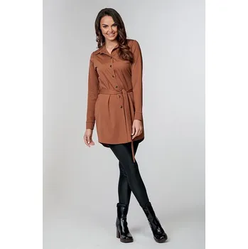 Dámská halenka Košilová hnědá dámská halenka s dlouhými rukávy 7806 velikost S