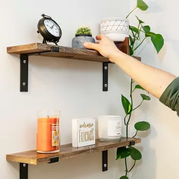 police Dekorativní dřevěná nástěnná police Lam022