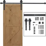 HOMCOM Sada kování pro posuvné dveře 200 cm kompletní sada s kolejnicemi, válečky, pojistkami proti seskoku, zarážkami dveří, podlahovým vedením, systém posuvných dveří z uhlíkové oceli hnědá | Aosom