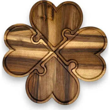 Sada dřevěných podnosů ve tvaru srdce – puzzle z ořechového dřeva galanteriadrew