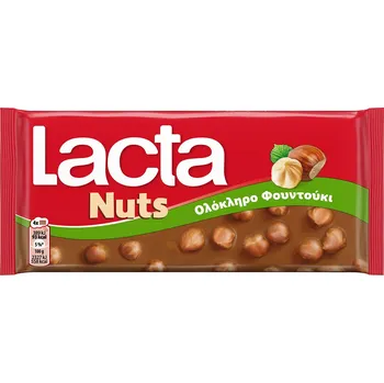 Čokoláda Lacta Nuts mléčná čokoláda s celými lískovými oříšky 100g