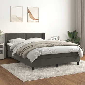 Nábytek vidaXL Box spring postel s matrací 140x200 cm samet [3130904] Barva: Tmavě šedá