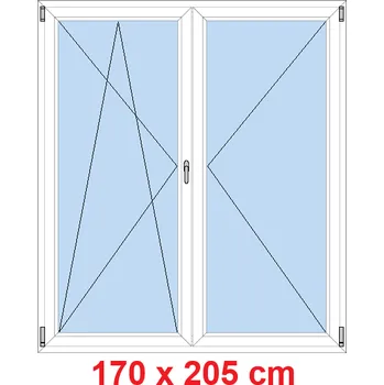 Okno Soft Dvoukřídlé balkonové dveře 170x205 cm, otevíravé a sklopné