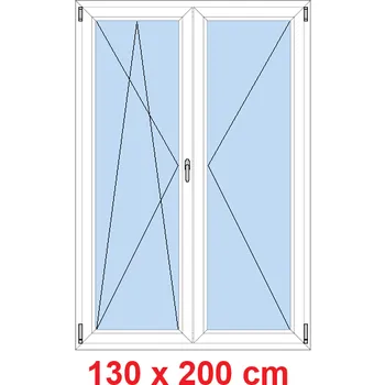 Okno Soft Dvoukřídlé balkonové dveře 130x200 cm, otevíravé a sklopné