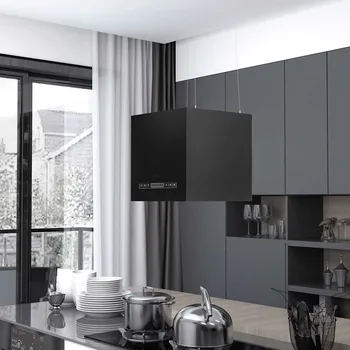 Digestoř Závěsná ostrůvková digestoř dotykový LCD 37 cm práškovaná ocel