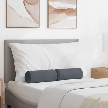 Bytový textil Polštáře 2 pcs Tmavě šedá Ø 15 x 40 cm Žebrovaná látka