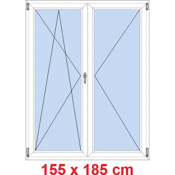 Okno Soft Dvoukřídlé balkonové dveře 155x185 cm, otevíravé a sklopné