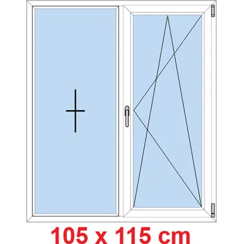 Okno Soft Dvoukřídlé plastové okno 105x115 cm, FIX+OS