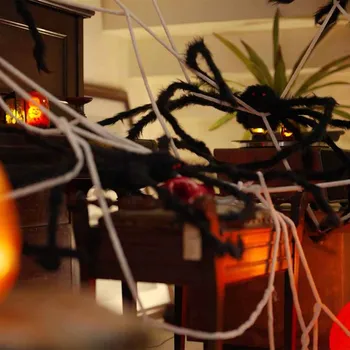 Halloweenová dekorace pavouka s pavučinami 2 pcs Černá a bílá