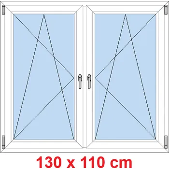 Okno Soft Dvoukřídlé plastové okno 130x110 cm, OS+OS, se sloupkem